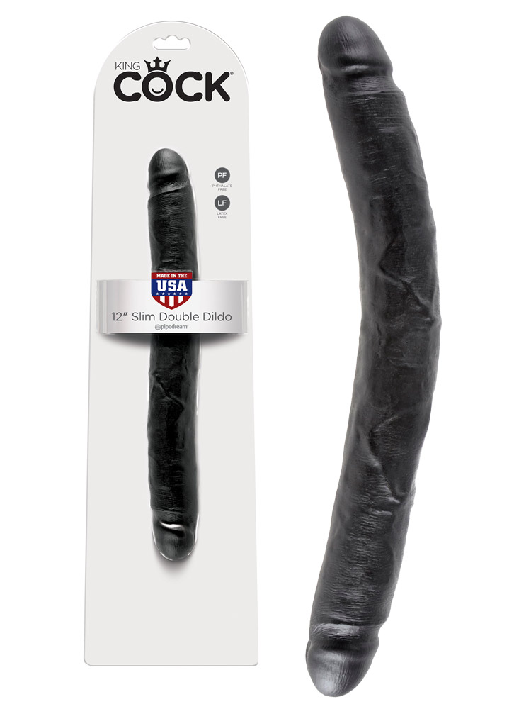 King Cock - 12 inch Slim Double Dildo Black