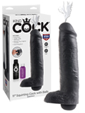 King Cock - 11 inch Squirting Cock with Balls Black